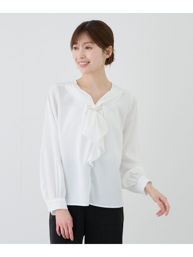 樂天商城 - 【SALE／20%OFF】チェーン付きボウタイブラウス JAYRO ジャイロ トップス シャツ・ブラウス ネイビー ブルー ホワイト【RBA_E】【送料無料】[Rakuten Fashion]