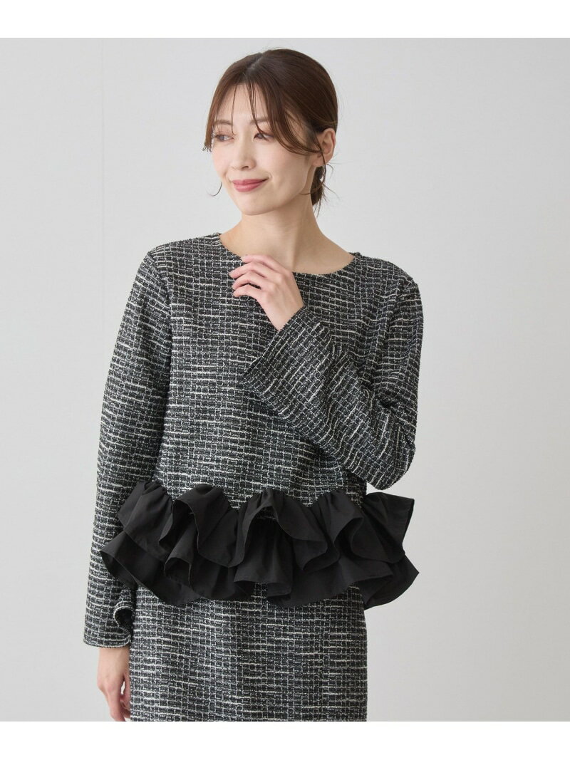 【SALE／20%OFF】裾デコフリルツィードプルオーバー JAYRO ジャイロ トップス その他のトップス ブラック ベージュ【RBA_E】【送料無料】[Rakuten Fashion]