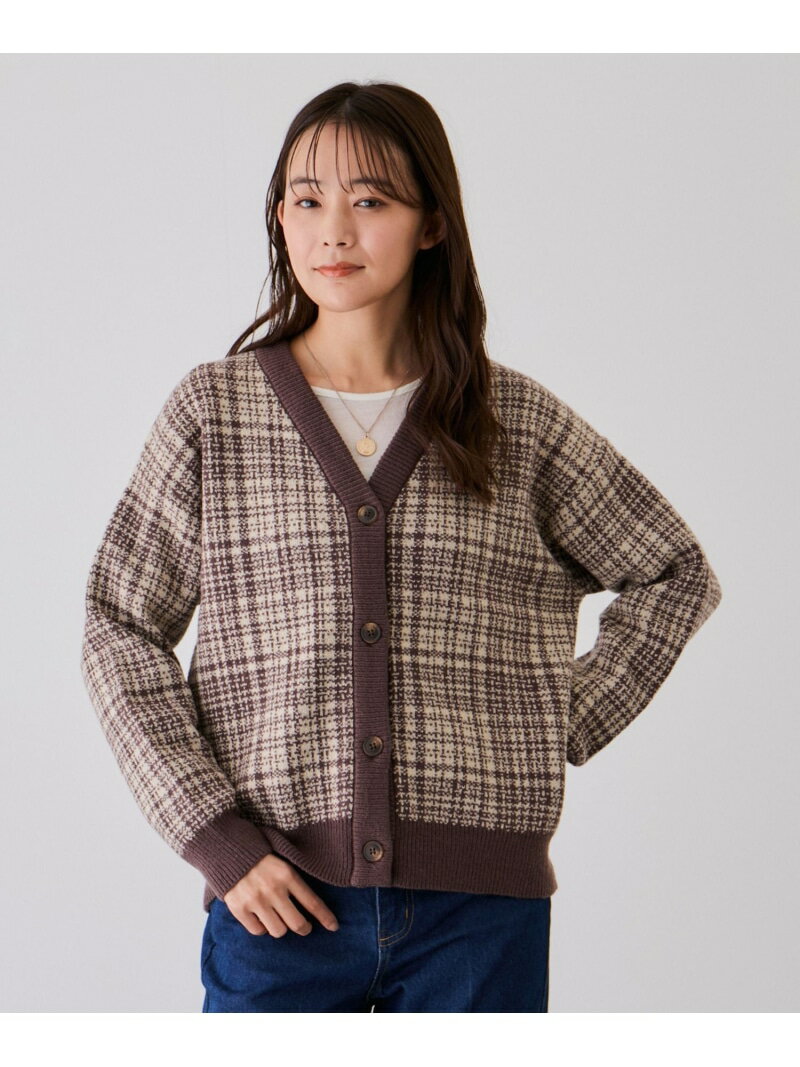 【SALE／30%OFF】ジャガードチェックカーディガン JAYRO ジャイロ トップス カーディガン ブラック ネイビー ベージュ【RBA_E】[Rakuten Fashion]