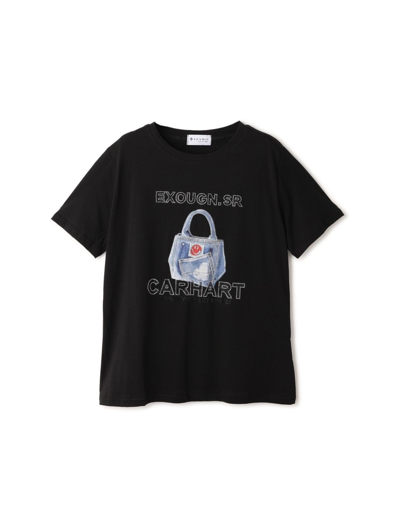 樂天商城 - バッグプリントロゴTシャツ JAYRO ジャイロ トップス カットソー・Tシャツ ホワイト ブラック[Rakuten Fashion]