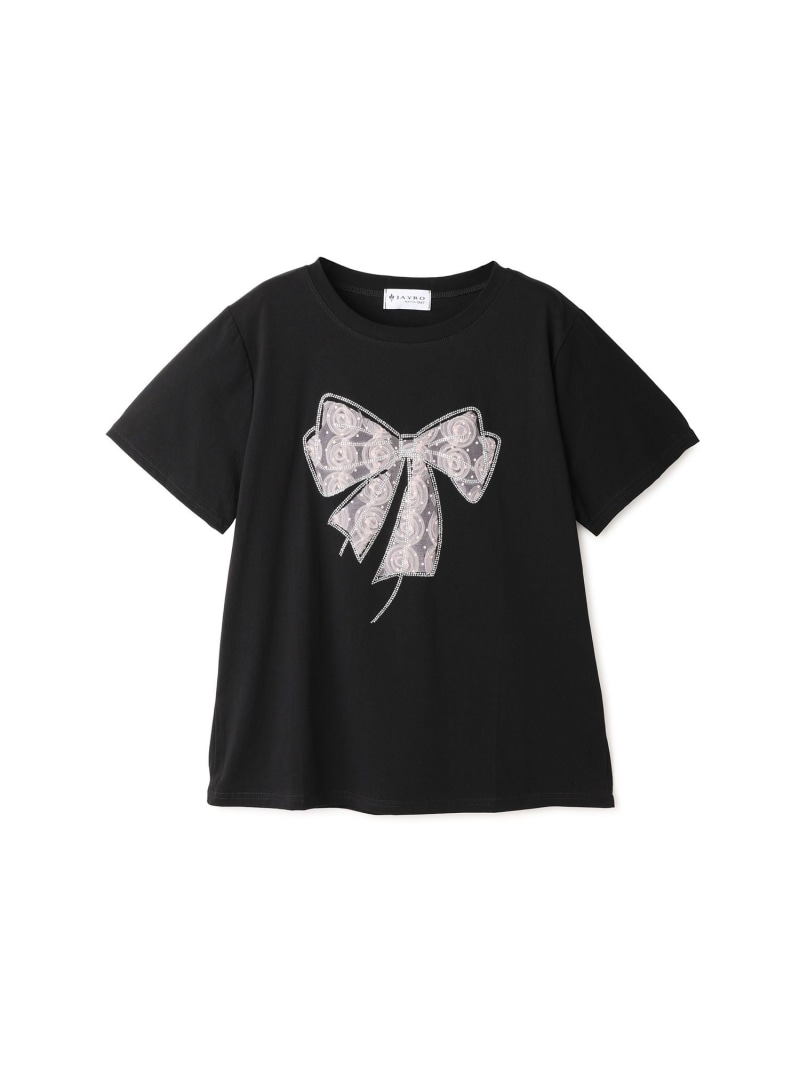 樂天商城 - リボン半袖Tシャツ JAYRO ジャイロ トップス カットソー・Tシャツ ブラック ホワイト[Rakuten Fashion]