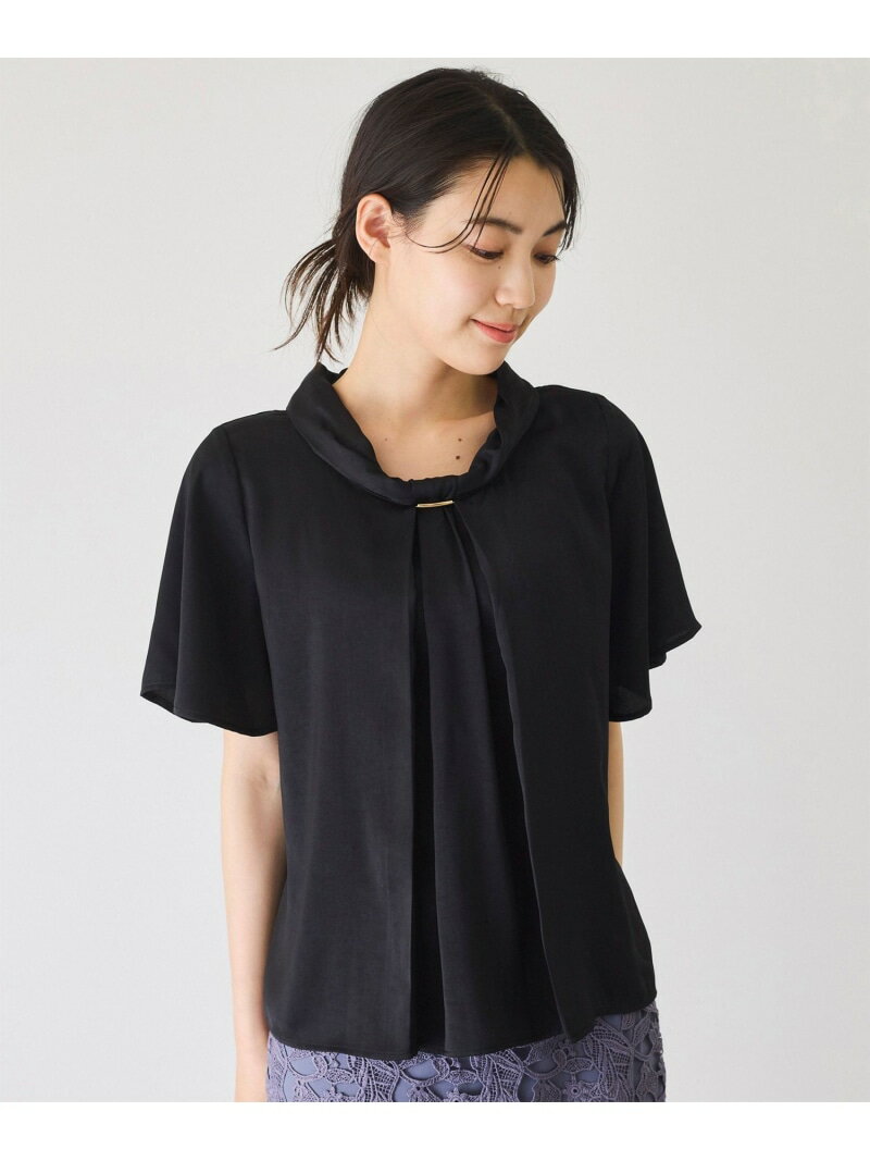 サテンシュリンクタイネックブラウス...