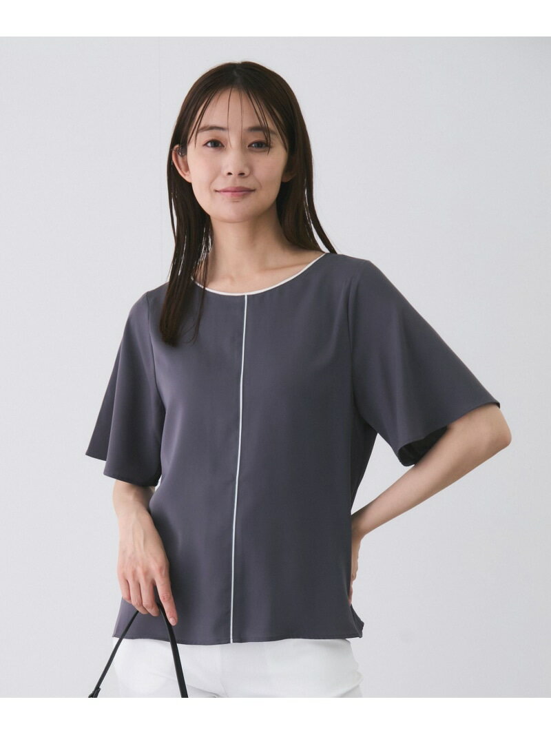 樂天商城 - 【SALE／25%OFF】パイピングフレアスリーブブラウス JAYRO ジャイロ トップス シャツ・ブラウス ホワイト グレー ピンク ネイビー【RBA_E】[Rakuten Fashion]
