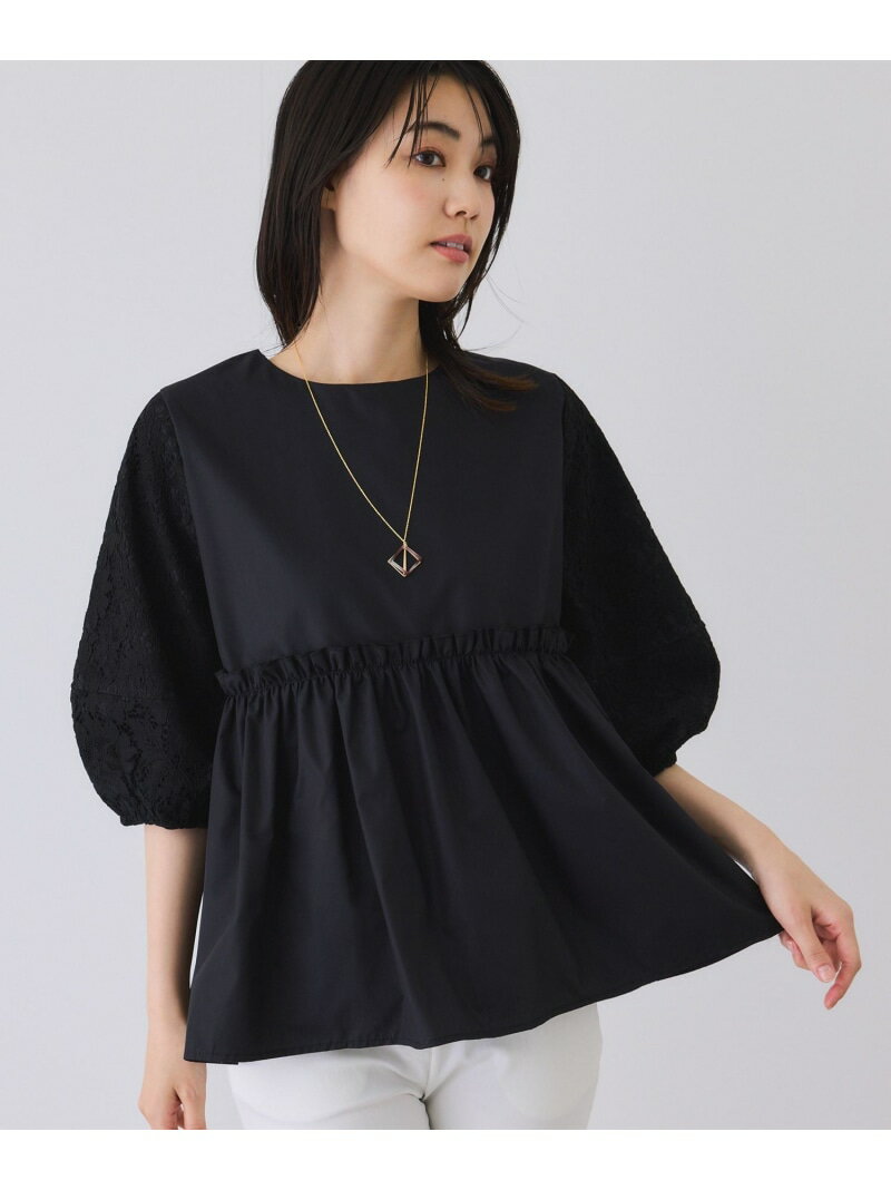 【SALE／30%OFF】袖レースウエスト切替フレアブラウス JAYRO ジャイロ トップス シャツ・ブラウス ホワイト ブラック【RBA_E】【送料無料】[Rakuten Fashion]