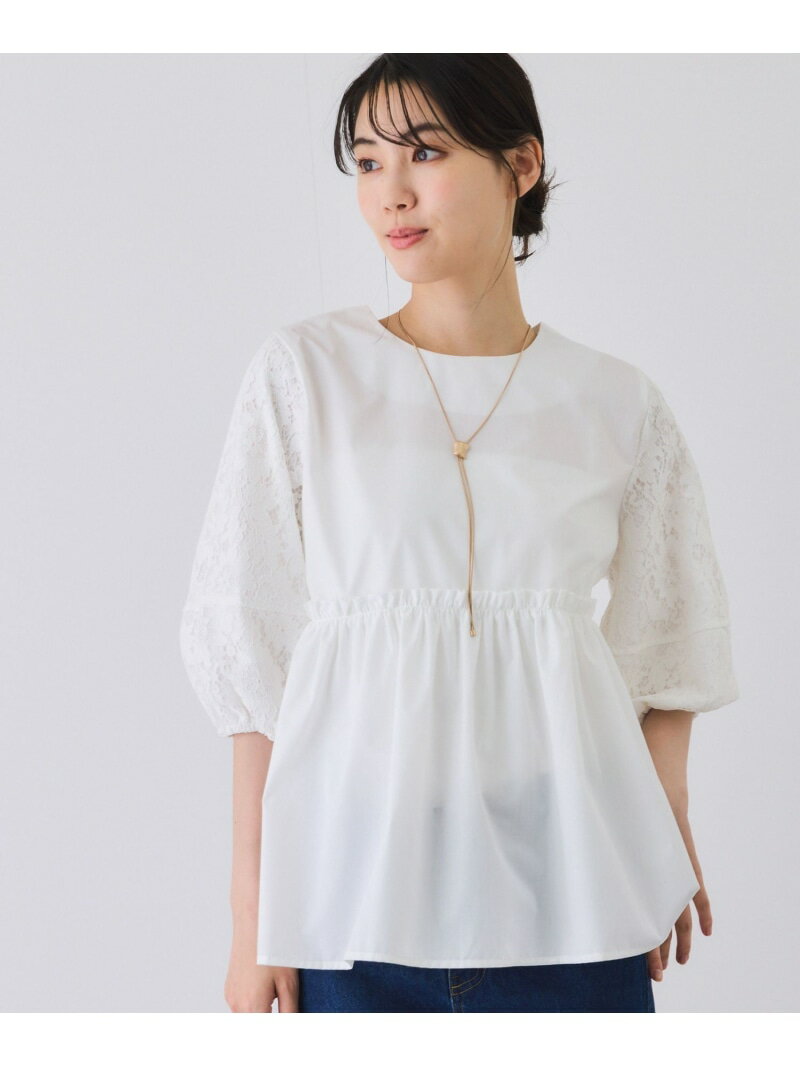 【SALE／30%OFF】袖レースウエスト切替フレアブラウス JAYRO ジャイロ トップス シャツ・ブラウス ホワイト ブラック【RBA_E】【送料無料】[Rakuten Fashion]