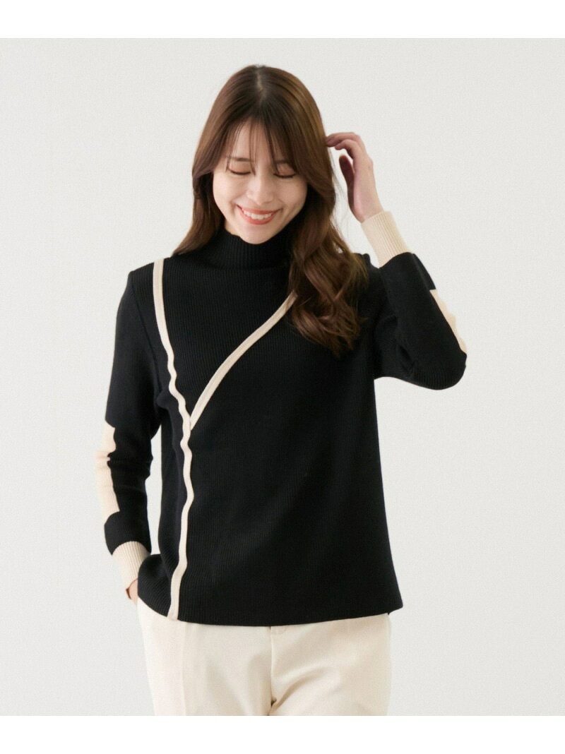 【SALE／50%OFF】配色ニットプルオーバー JAYRO ジャイロ トップス ニット ブラック ベージュ ブルー ピンク【RBA_E】[Rakuten Fashion](4.0)
