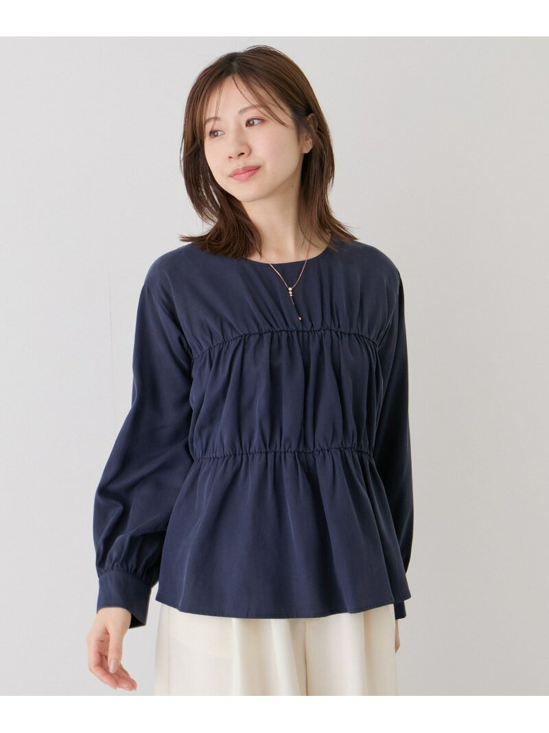 樂天商城 - 【SALE／30%OFF】ツイルギャザーティアードブラウス JAYRO ジャイロ トップス シャツ・ブラウス ホワイト パープル ネイビー【RBA_E】【送料無料】[Rakuten Fashion]