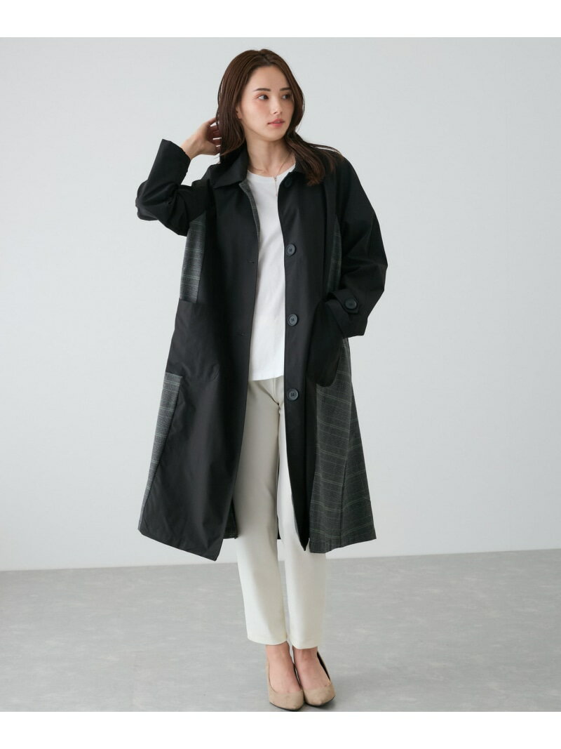 【SALE／50%OFF】サイドチェック柄切替コート JAYRO ジャイロ ジャケット・アウター その他のジャケット・アウター ブラック カーキグリーン【RBA_E】【送料無料】[Rakuten Fashion]