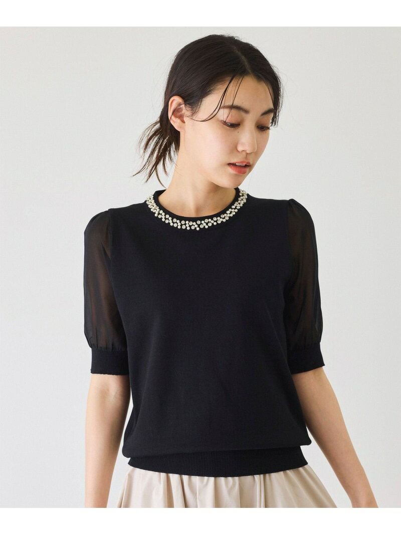 樂天商城 - 【SALE／30%OFF】衿ビジュー袖シフォンプルオーバー JAYRO ジャイロ トップス ニット ホワイト ブラック【RBA_E】[Rakuten Fashion]
