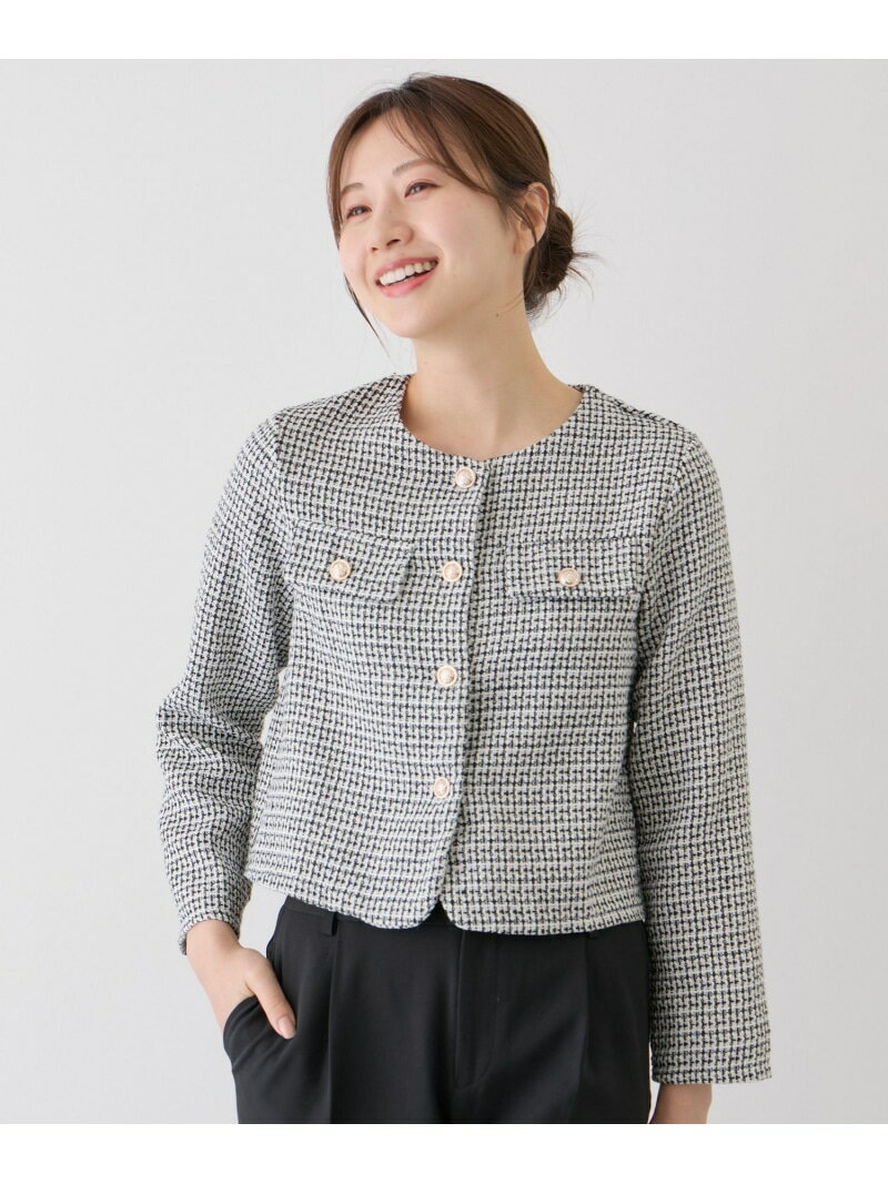樂天商城 - 【SALE／20%OFF】ツイードジャケット JAYRO ジャイロ ジャケット・アウター ノーカラージャケット ブラック ベージュ ピンク【RBA_E】【送料無料】[Rakuten Fashion]