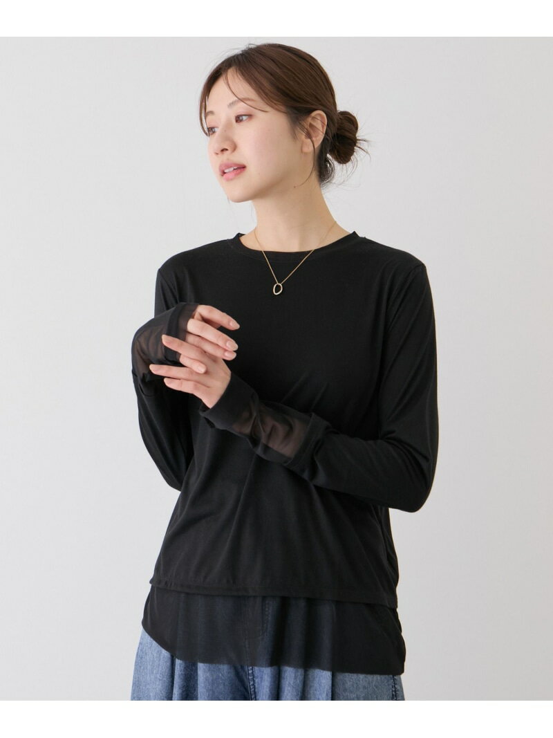 樂天商城 - 【SALE／20%OFF】シアー切替プルオーバー JAYRO ジャイロ トップス カットソー・Tシャツ ブラック グレー ホワイト【RBA_E】[Rakuten Fashion]
