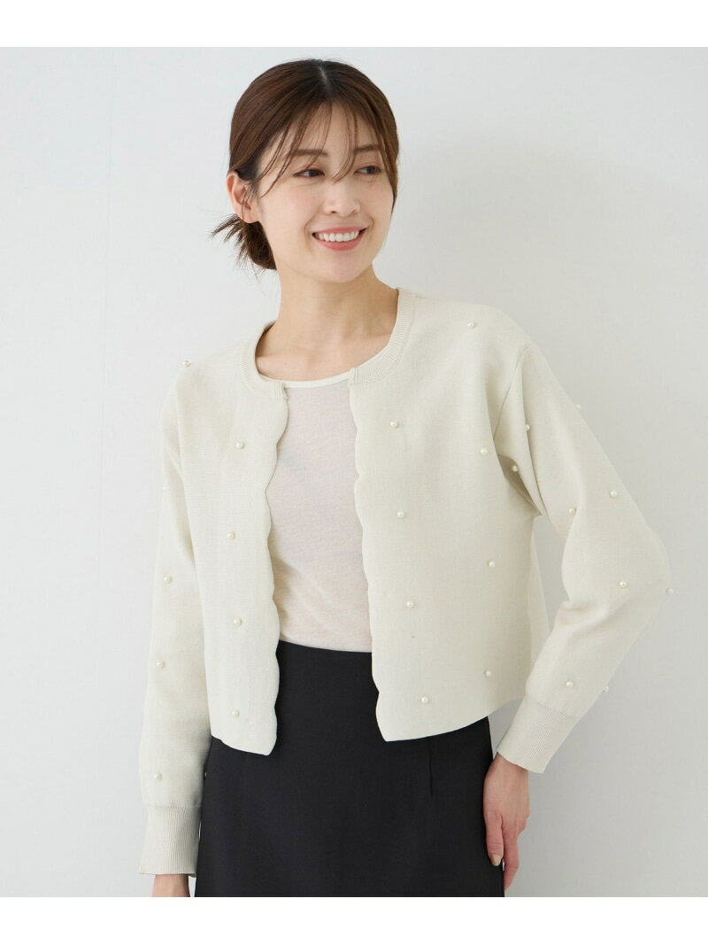 【SALE／30%OFF】パール付きスカラップカーディガン JAYRO ジャイロ トップス カーディガン ホワイト ネイビー イエロー【RBA_E】【送料無料】[Rakuten Fashion]