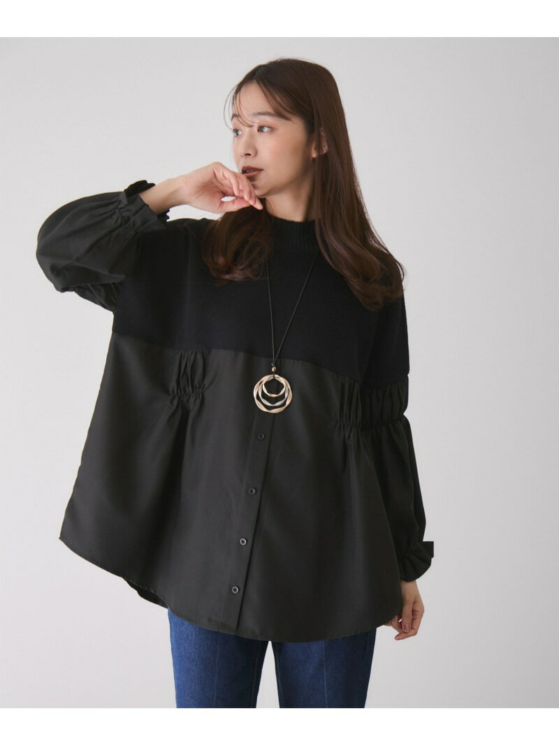 樂天商城 - 【SALE／20%OFF】ドッキングリブニットブラウス JAYRO ジャイロ トップス ニット ブラック カーキグリーン ベージュ【RBA_E】【送料無料】[Rakuten Fashion]
