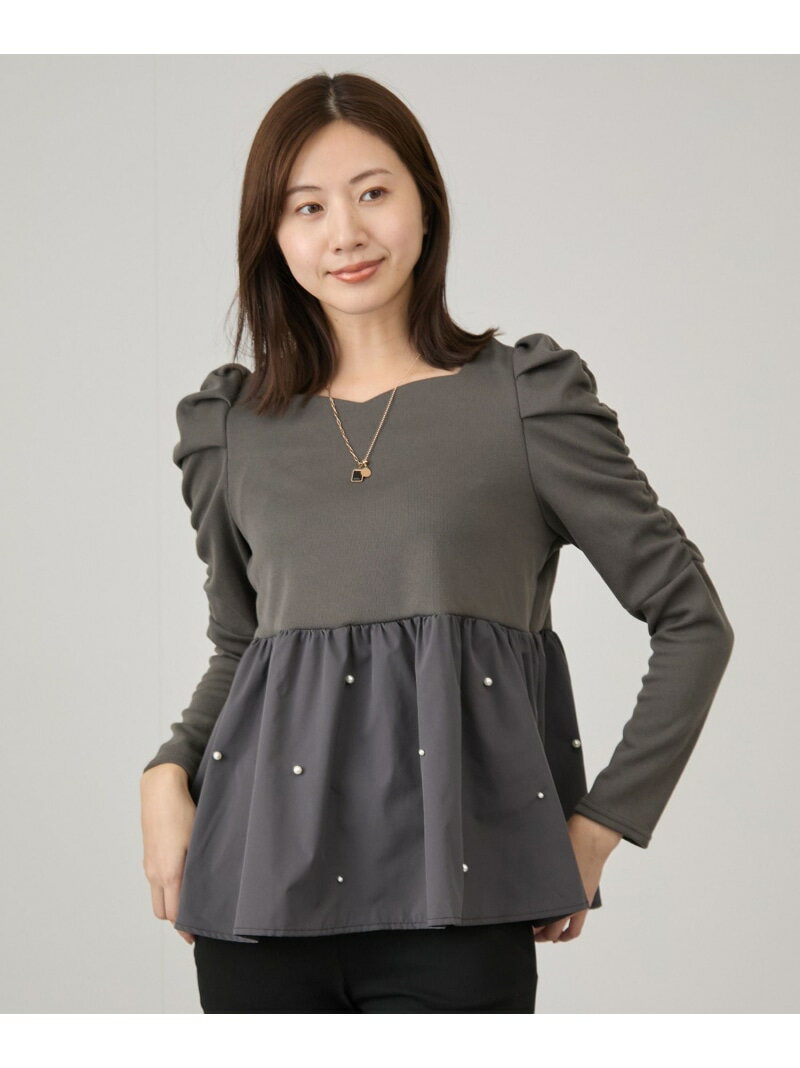 【SALE／50%OFF】パール使いペプラムプルオーバー JAYRO ジャイロ トップス その他のトップス グレー ブラック【RBA_E】[Rakuten Fashion]