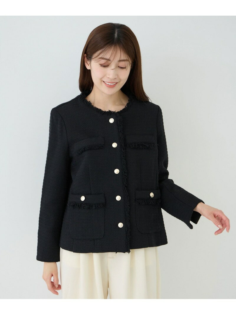 樂天商城 - 【SALE／30%OFF】バックペプラムツィードジャケット JAYRO ジャイロ ジャケット・アウター ノーカラージャケット ホワイト ブラック【RBA_E】【送料無料】[Rakuten Fashion]