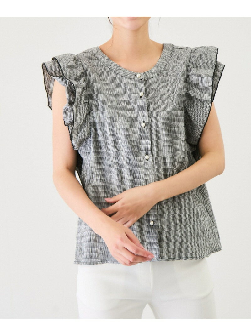 樂天商城 - 【SALE／20%OFF】袖フリルノーカラーブラウス JAYRO ジャイロ トップス シャツ・ブラウス ホワイト ブラック【RBA_E】【送料無料】[Rakuten Fashion]