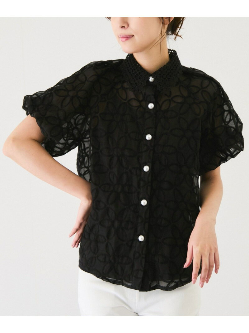 樂天商城 - 【SALE／20%OFF】パールボタンフラワーモチーフ刺繍シアーブラウス JAYRO ジャイロ トップス シャツ・ブラウス ホワイト ブラック【RBA_E】【送料無料】[Rakuten Fashion]