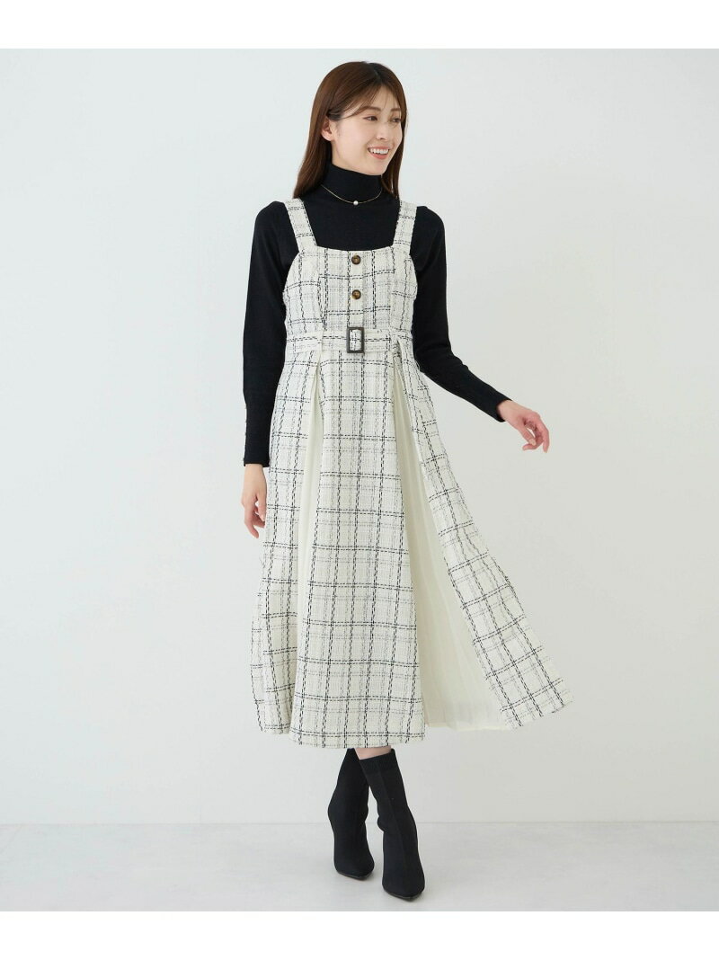 シフォンプリーツ切替ジャンスカ JAYRO ジャイロ ワンピース・ドレス ジャンパースカート ホワイト ブラック【送料無料】[Rakuten Fashion]