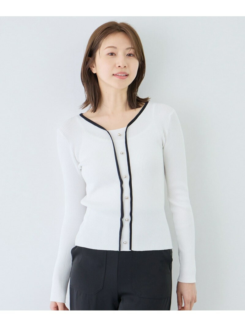 樂天商城 - 【SALE／20%OFF】配色Vネックリブニット JAYRO ジャイロ トップス ニット ホワイト ネイビー ブルー【RBA_E】【送料無料】[Rakuten Fashion]