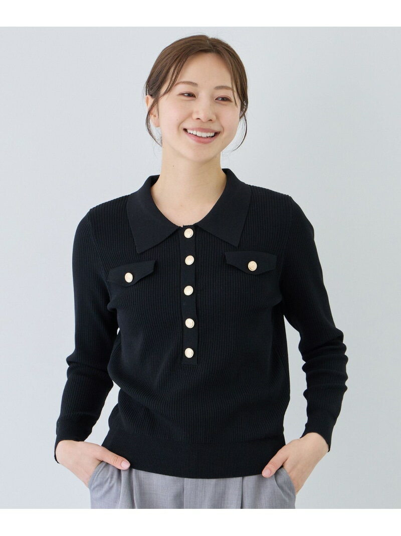 樂天商城 - 【SALE／30%OFF】フラップポケット付きリブポロニット JAYRO ジャイロ トップス ニット ホワイト ブラック【RBA_E】【送料無料】[Rakuten Fashion]