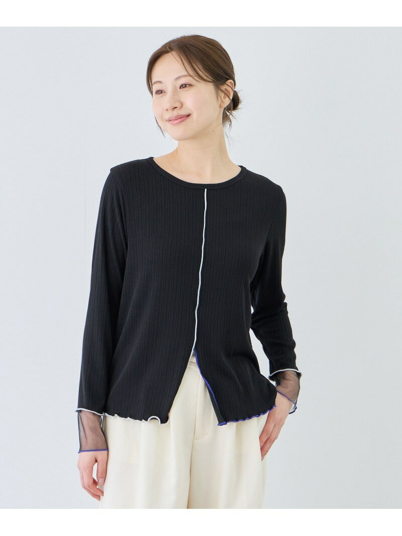 樂天商城 - 【SALE／25%OFF】袖シアーメローカットソー JAYRO ジャイロ トップス カットソー・Tシャツ ブラック ホワイト ピンク【RBA_E】[Rakuten Fashion]