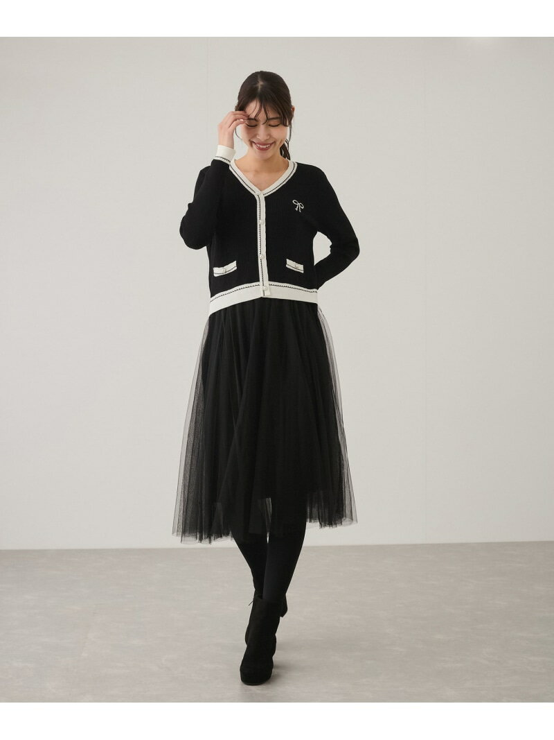 【SALE／50%OFF】チュールスカート配色ドッキングワンピース JAYRO ジャイロ ワンピース・ドレス ワンピース ブラック ホワイト【RBA_E】[Rakuten Fashion]