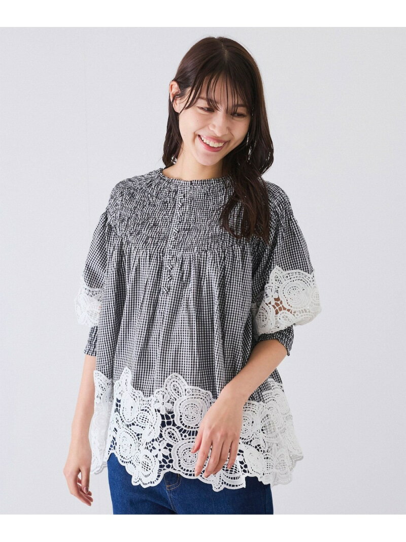 【SALE／30%OFF】袖レースギャザーブラウス JAYRO ジャイロ トップス シャツ・ブラウス ホワイト ブラック【RBA_E】【送料無料】[Rakuten Fashion]