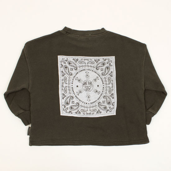 50％OFF セール SALE 裏毛トレーナー スウェット バンダナプリント チャコールグレー 男の子 キッズサイズ 子供服 メイクユアデイ MAKE YOUR DAY