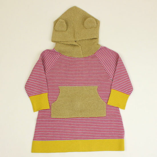 樂天商城 - 50％OFF セール SALE ニットワンピース ボーダー クマフード 女の子 キッズサイズ 子供服 ami amie アミアミ