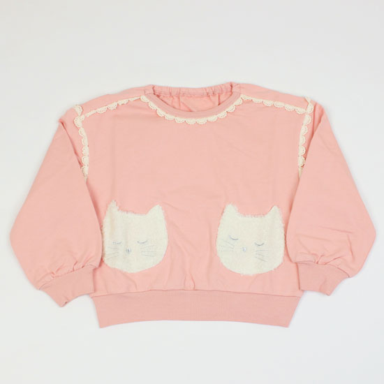 樂天商城 - 30％OFF セール SALE トレーナー スウェット ネコ 裏毛 女の子 キッズサイズ 子供服 ラ ポシェ ビスキュイ la poche biscuit