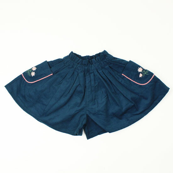 キュロットパンツ パイピング 花柄刺繍 コーデュロイ 女の子 キッズサイズ ベビー 子供用 リオRIO S.T...