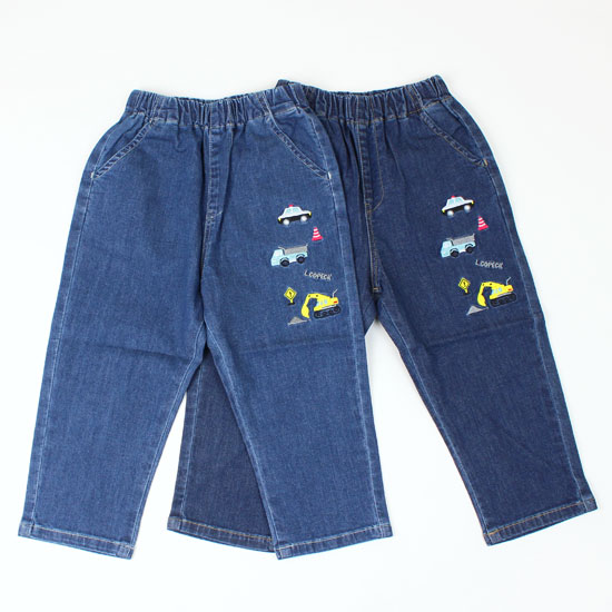樂天商城 - 車刺繍長パンツ デニム パトカー ショベルカー ダンプカー 男の子 キッズサイズ 子供服 コペック L.COPECK