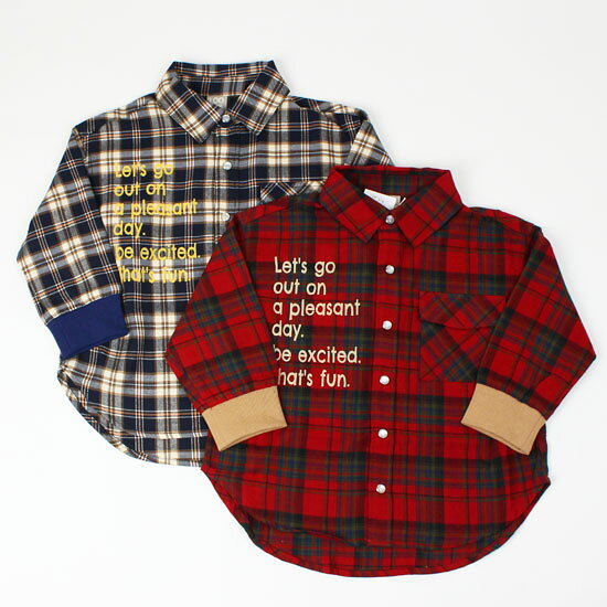 Long-Sleeved - チェックシャツ 長袖 袖口リブ ロゴ 男の子 キッズサイズ 子供服 ベビー ディラッシュ DILASH