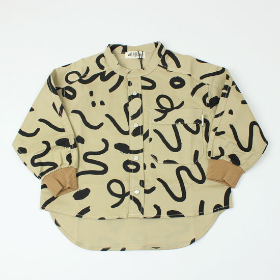 長袖シャツ バンドカラー 総柄 袖口リブ 男の子 キッズサイズ 子供服 メイクユアデイ MAKE YOUR DAY