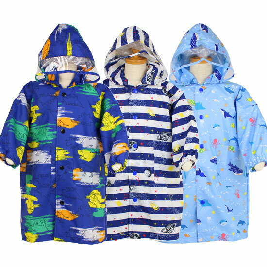 楽天子供服jay’s【3枚で送料無料】 レインコート 雨具 雨の日グッズ カッパ 恐竜 コスモ 宇宙 マリン ブルー ネイビー 子供用 キッズサイズ ベビー 男児 男の子 ザジーザップ ZAZZY ZAPPS