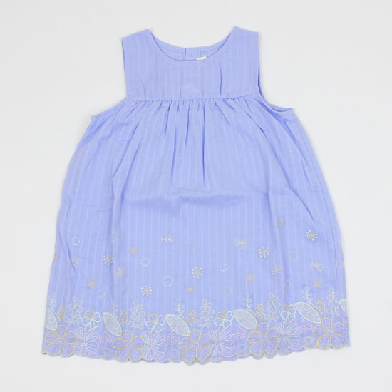 【3枚で送料無料】 ワンピース ノースリーブ 花柄 刺繍 スカラップ ギャザー 女の子 女児 子供用 ベビーサイズ キッズサイズ キッズズー Kid's zoo
