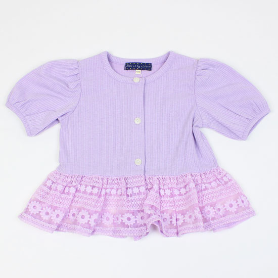 樂天商城 - 30％OFF セール SALE 【3枚で送料無料】 カーディガン 半袖 レース パフスリーブ パープル 女の子 キッズサイズ ベビー 子供用 S.T.クローゼット S.T.CLOSET