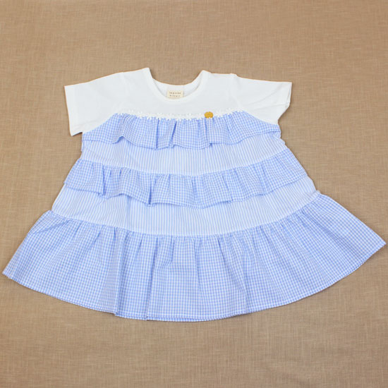 樂天商城 - 30％OFF セール SALE 【3枚で送料無料】半袖チュニック フリル ギンガムチェック 女の子 キッズサイズ 子供服 ラ ポシェ ビスキュイ la poche biscuit