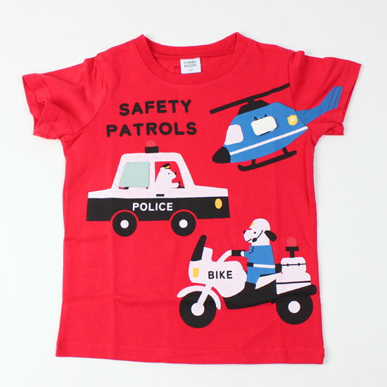 樂天商城 - 【3枚で送料無料】 半袖Tシャツ パトロール パトカー ヘリコプター 白バイ ポリス 警察 男の子 キッズサイズ 子供服 チークルーム CHEEK ROOM
