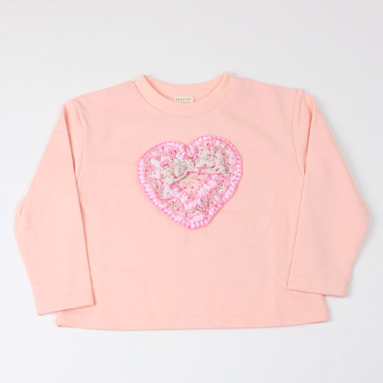 樂天商城 - 【3枚で送料無料】 トレーナー 裏毛 リボン ハート 女の子 キッズサイズ 子供服 ラ ポシェ ビスキュイ la poche biscuit