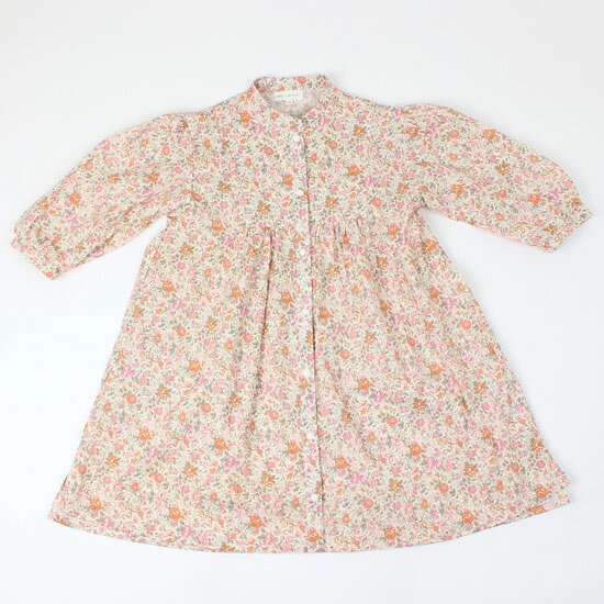 【3枚で送料無料】 シャツワンピース 長袖 花柄 ノーカラー ピンク 女の子 キッズサイズ 子供用 S.T.クローゼット S.T.CLOSET