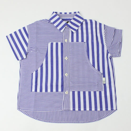 Rakuten - 【3枚で送料無料】 パッチワークシャツ 半袖 ストライプ ボーダー 男の子 キッズサイズ 子供服 メイクユアデイ MAKE YOUR DAY