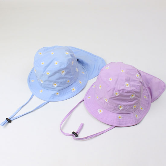  花柄ハット 刺繍 はっ水加工 UVカット 吸水速乾 女の子 保冷剤ポケット付 子供用 ベビーサイズ キッズサイズ キッズフォーレ Kids Foret