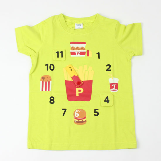 Rakuten - 【3枚で送料無料】 半袖Tシャツ フライドポテト 時計 ハンバーガー 女の子 男の子 キッズサイズ 子供服 チークルーム CHEEK ROOM