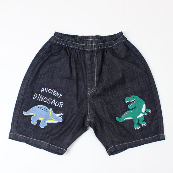  ライトデニムハーフパンツ ワッペン 恐竜 男の子 子供服 キッズサイズ コペック L.COPECK