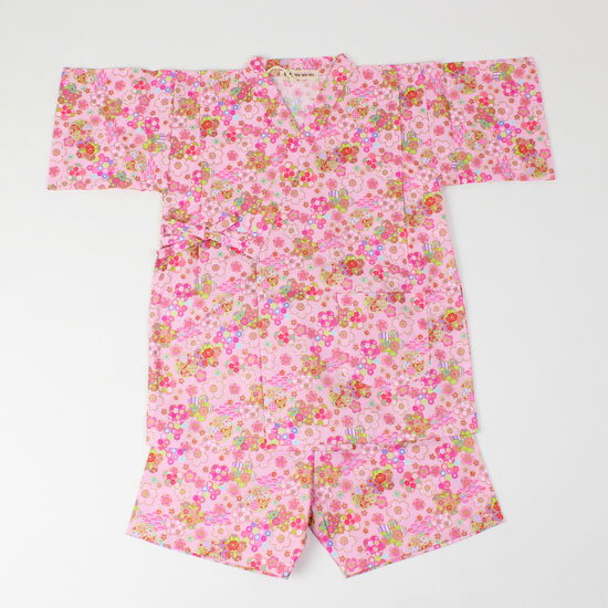 Rakuten - 【3枚で送料無料】甚平 じんべい サクラ 桜 和柄 上下セット 子供用 キッズ ベビー 女の子 100cm 110cm 120cm 130cm ベビーサイズ 日本製 メイドインジャパン MADE IN JAPAN 綿100％