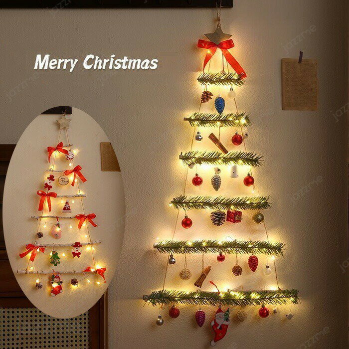 Rakuten - クリスマス 壁掛け クリスマスツリー DIY サンタクロース LEDライト クリスマスツリー 省スペース 幼稚園 保育園 飾り 壁飾り 蝶結び 星 クリス 壁に飾る マスツリーオーナメント DIY クリスマスツリー 飾り 壁掛け 雰囲気 クリスマスツリーオーナメント おしゃれ