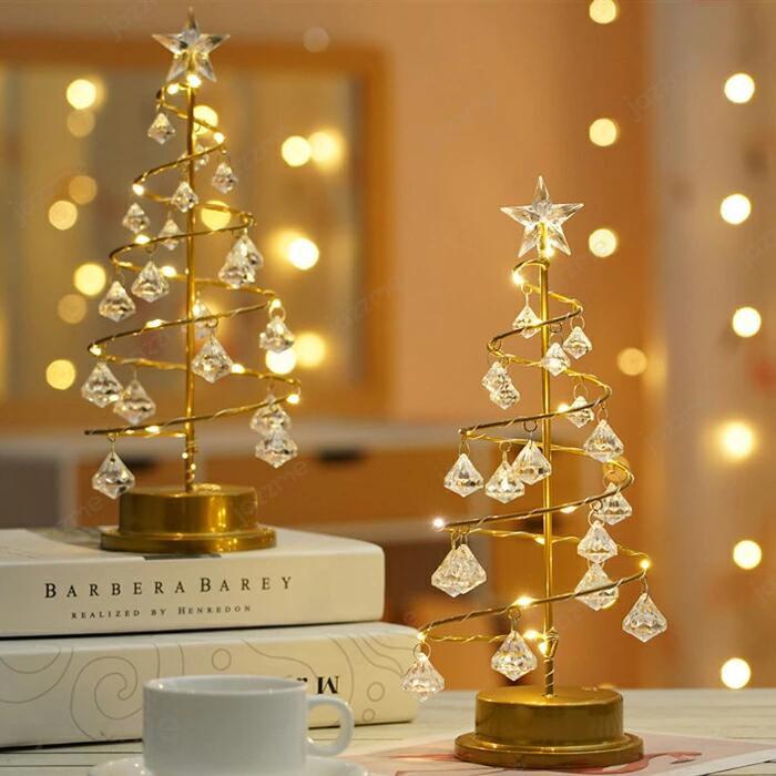 Rakuten - クリスマスツリー 卓上 クリア 水晶 ミニツリー 33cm 卓上ツリー クリスマス飾り LEDイルミネーション 鉄 ツリー 電池式 ミニ クリスマスツリー おしゃれ キラキラ 雰囲気満々 暖かい 飾り 部屋 商店 おもちゃ プレゼント