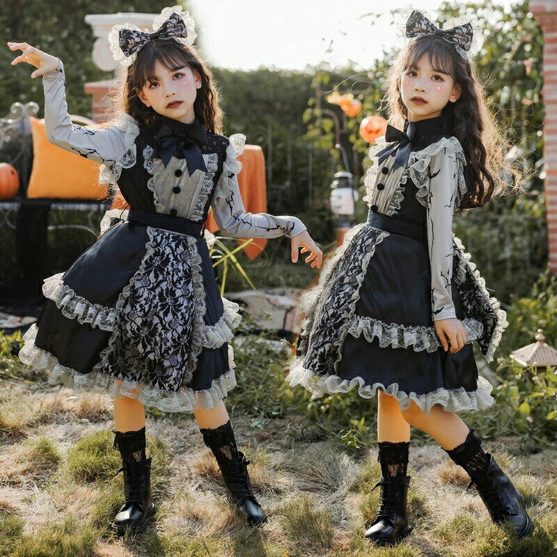 ハロウィン 衣装 子供 コスプレ 子供 ドレス 長袖 ワンピース Halloween 演出服 お姫様 コスプレ衣装 魔女 子供 可愛い 小悪魔 ハロウィーン 衣装 女の子 ハロウィン 仮装 コスプレ 子供用 キッズ ハロウィーン パーティーハロウィーン ダンス衣装