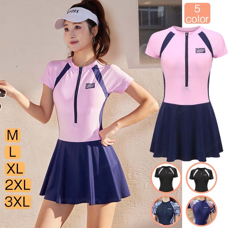 乐天商城 - 水着 レディース セット セパレート タンキニ 可愛い ワンピース タイプ 女性用 無地 体型カバー 水泳 海水浴 スイミング 海 プール 速乾素材 / ストレッチ素材 / ビーチファッション